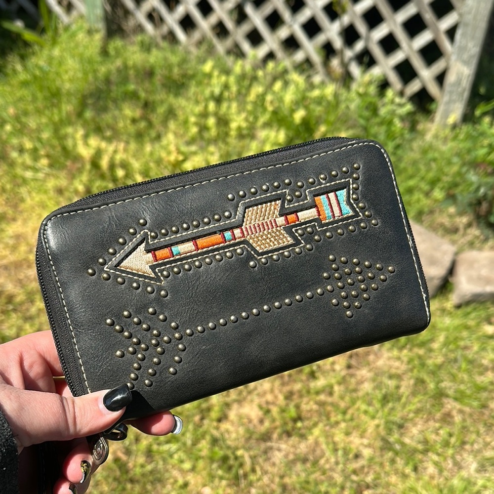 Black Embroidered Wallet